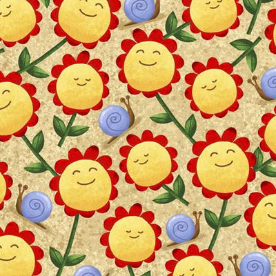 Fun Sunflowers 44" fabric by Quilting Treasures, 28243-A, Gnome