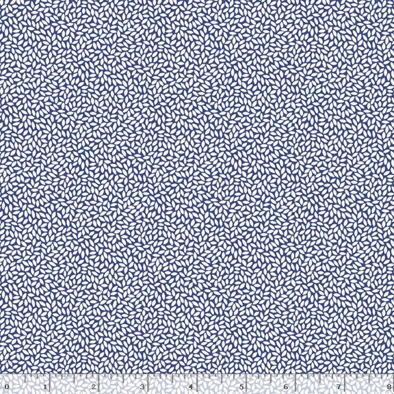 Blue with White Leaves 44" fabric by Marcus, R351777D Aunt Grace Goes Bold