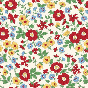 Red Vintage Floral 108" fabric by Marcus, R360761D