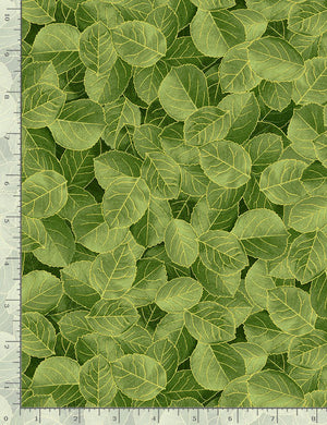 Packed Rose metallic Green Leaves 44" fabric by Timeless Treasures, Rose-CM1256, Gilded Rose