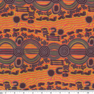 Rock Wallaby Dreaming Orange 44" aboriginal fabric by M&S Textiles, RWDO