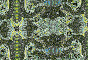 Regeneration Green 44" aboriginal fabric by M&S Textiles, RGGR