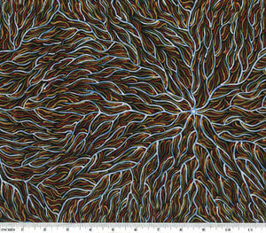 Running Water Dreaming Brown Aboriginal 44" fabric by M&S Textiles, RUWDBR