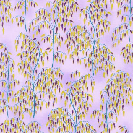 Lilacs with metallic 44" fabric by Kaufman, SRKM-20669-21, Peacock Garden