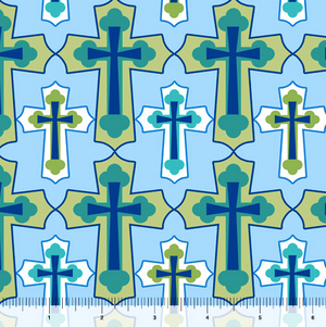 Blue Crosses 44" fabric by Quilting Treasures, 28253-B, Psalms