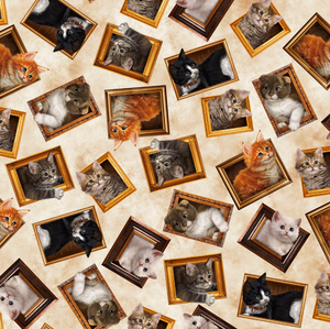Kitties in Frames 44" fabric by Quilting Treasures, 28237-E