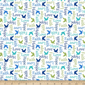 Faith, Love, Hope 44" fabric by Quilting Treasures, 28254-Z, Psalms