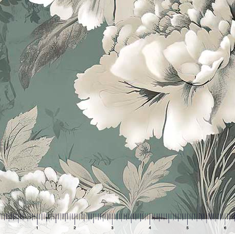 Sage Green Large Floral 118" fabric by Quilting Tresures, 31810-H, Panorama