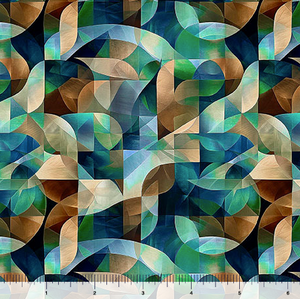 Teal Solstice Kaleidoscope Geo 108" fabric by Quilting Treasures, 31231-Q108