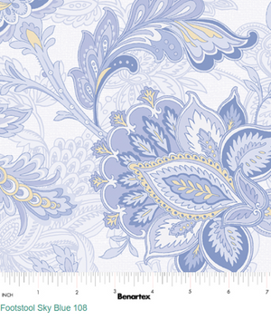 Footstool Sky Blue Floral 108" fabric by Benartex,  17014W-05, The drawing room