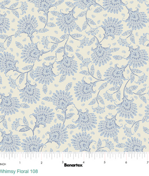 Blue Whimsy Floral 108" fabric by Benartex, 16388W-52