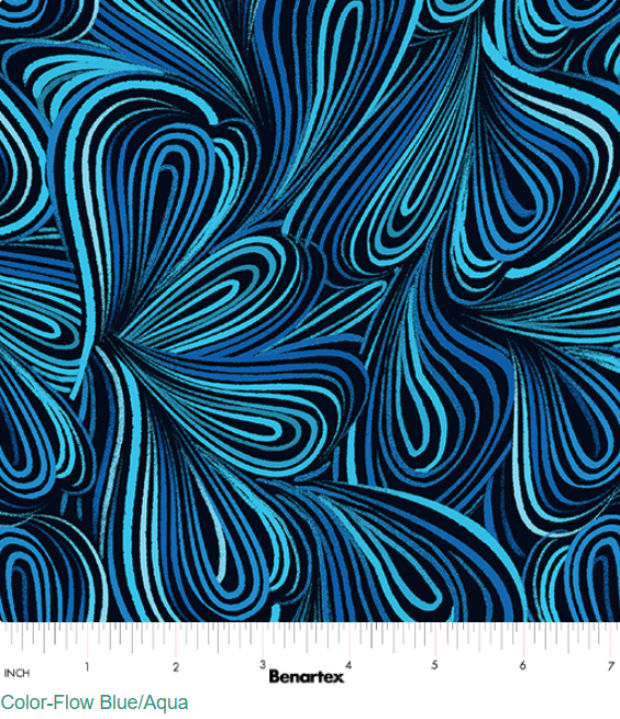 Turquoise/Blue Color-flow 108" fabric by Benartex, 14578W-50