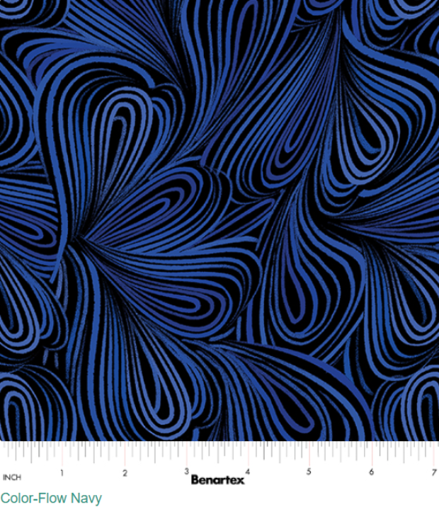 Navy Blue Color-flow 108" fabric by Benartex, 14578W-57