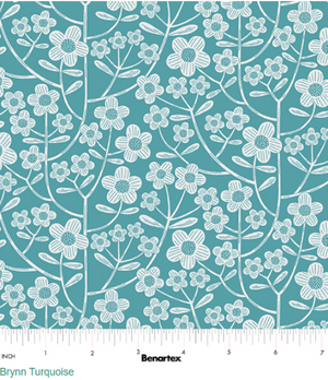 Brynn Turquoise Flowers 108" fabric by Benartex, 16450W-84, Blooming Color 2