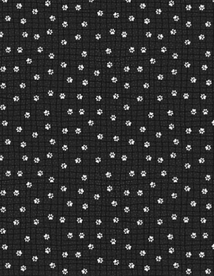 Black Paw Prints 44" fabric by Wilmington, 84452-991