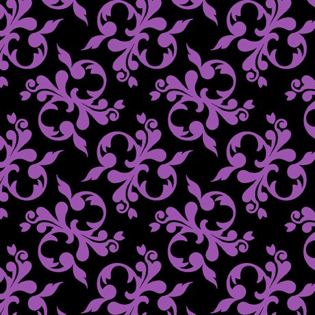 Black - Purple Scroll 44" fabric by Quilting Treasures, 29398-J, Steampunk