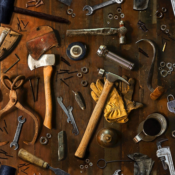 Tools 44" fabric by Hoffman, T4890-342 Woody