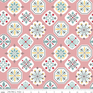 Coral Floral Medallions 108" fabric by Riley Blake, WB10940-Coral, Stitch