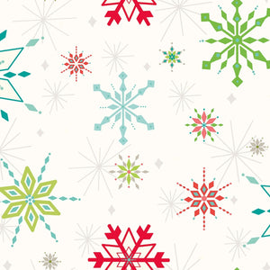 Cream Snowflakes 108" fabric by Riley Blake, WB12070, Winter Wonder