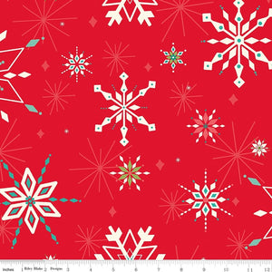 Red Snowflakes 108" fabric by Riley Blake, WB12070 Red