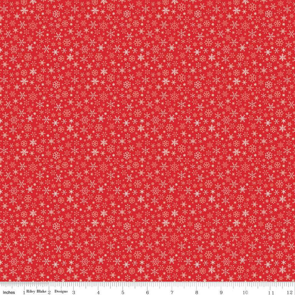 Peace on Earth Red Snowflakes 108" fabric by Riley Blake, WB14207