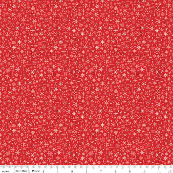 Peace on Earth Red Snowflakes 108" fabric by Riley Blake, WB14207