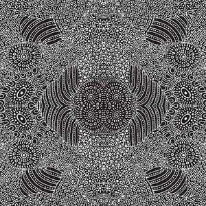Waterhole Black 44" fabric, Australian Aboriginal, M&S Textiles