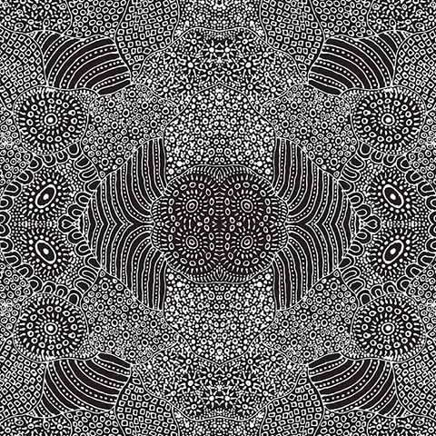 Waterhole Black 44" fabric, Australian Aboriginal, M&S Textiles