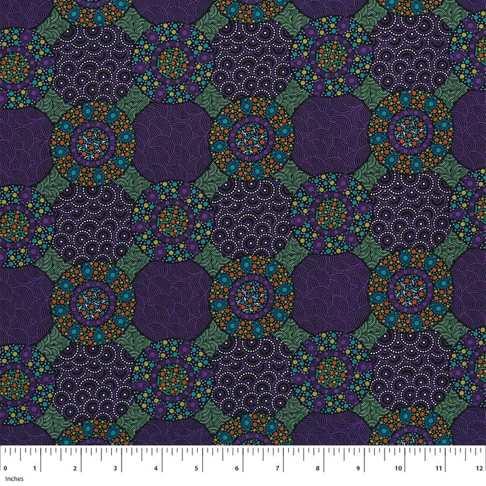 Wildflower & Bush Tucker Purple 44" fabric by M&S Textiles, WFBTP