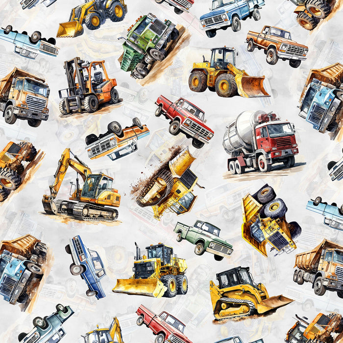 Construction Vehicles & pickups 44" fabric by Hoffman, X5636-674, Hammer Down