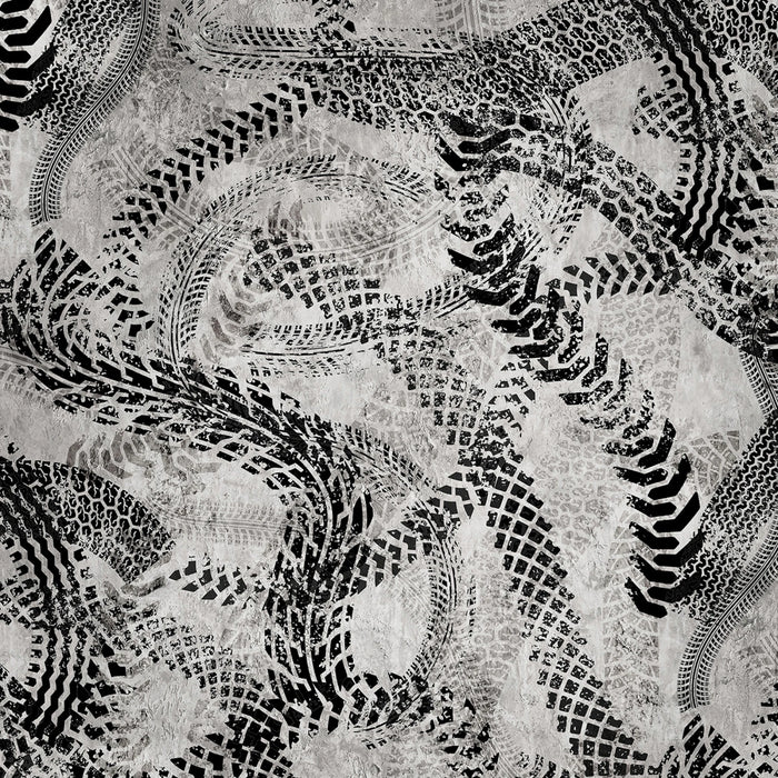 Gray tire tread patterns 44" fabric by Hoffman,  X5642-48, Hammer Down