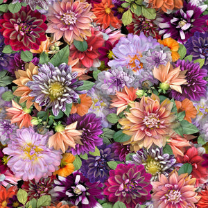 Dahlias 44" fabric by Clothworks, Y3676-55, Tina's Garden