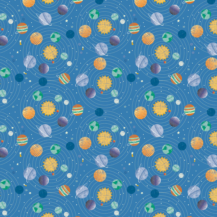 Digital Planets 44" fabric by Clothworks, Blast off! Y4388-90