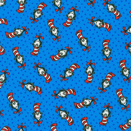 Dr. Seuss on Blue 44" fabric by Kaufman,  ADE-20823-4