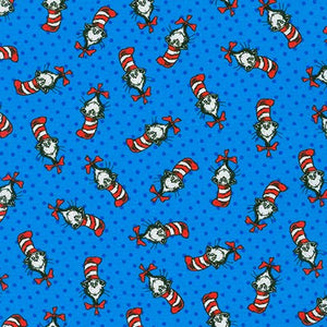 Dr. Seuss on Blue 44" fabric by Kaufman,  ADE-20823-4