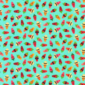 Chili Smiles - Chili Peppers Aqua 44" fabric by Kaufman, AAK-20006-70