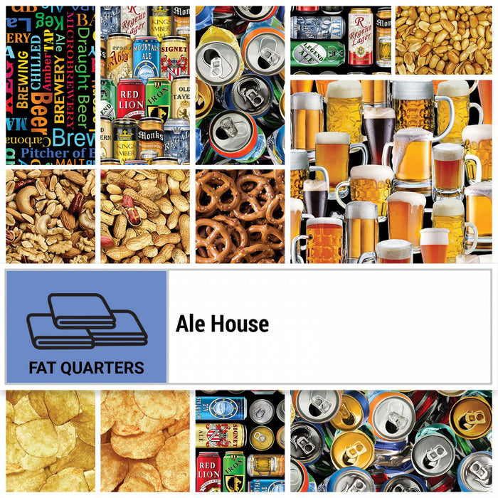 Ale House Beer & Snacks Fat Quarter Bundle by Benartex, 14 pcs