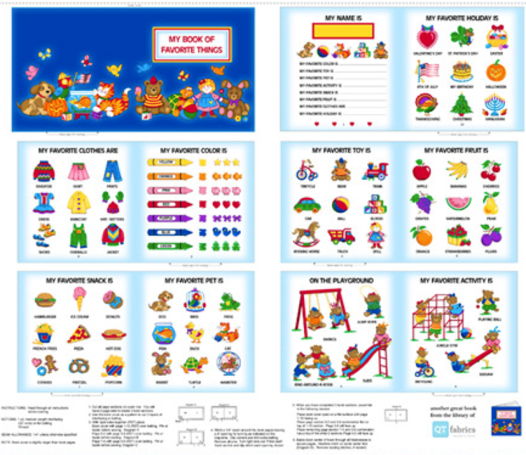 Childrens Book Panel, My Book of Favorite Things by Quilting Treasures, 28257-Y