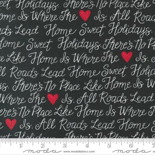 Holidays at Home Charcoal Words 44" fabric by Moda, 56072 23, Deb Strain