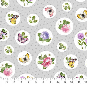 Butterflies & Flowers 44" fabric by Northcott, DP23971-92, Scented Garden