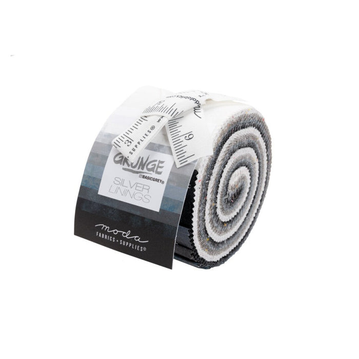 BasicGrey Grunge Basics Silver Linings Junior Jelly Roll 20 - 2.5" Strips by Moda Fabrics, 30150JJRSL