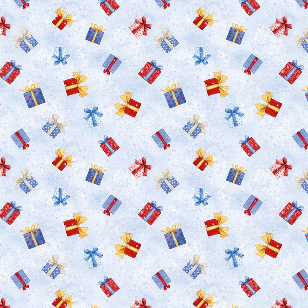 Light Blue Present Toss 44" fabric by Wilmington, 45156-403