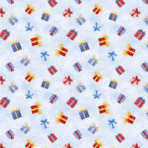 Light Blue Present Toss 44" fabric by Wilmington, 45156-403