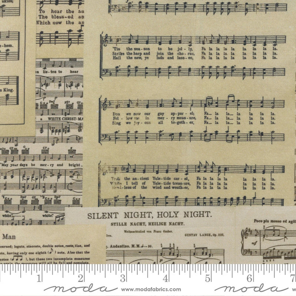 Antique Holiday Sheet Music 44" fabric by Moda, 7397-21, Christmas Faire