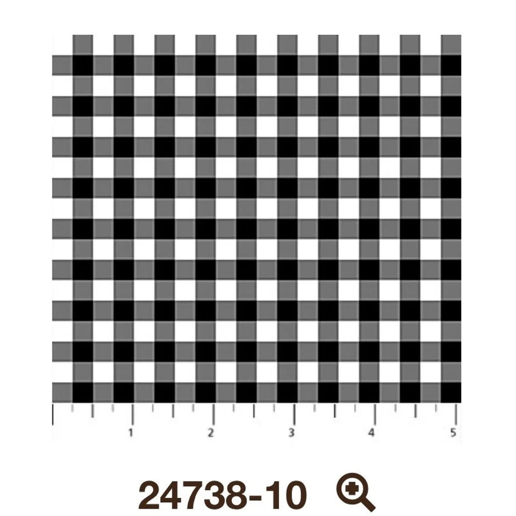 White Black Buffalo Check 44" fabric by Northcott, 24738-10, Santa's Tree farm