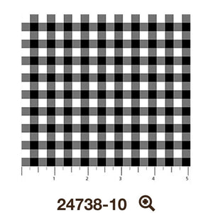 White Black Buffalo Check 44" fabric by Northcott, 24738-10, Santa's Tree farm