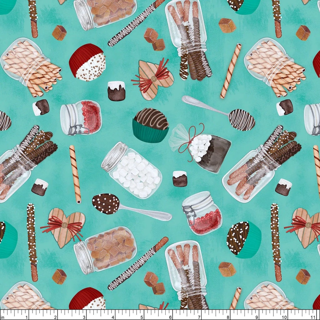 Teal Sweets 44" fabric by Wilmington, 27673-713, Sweet Treats