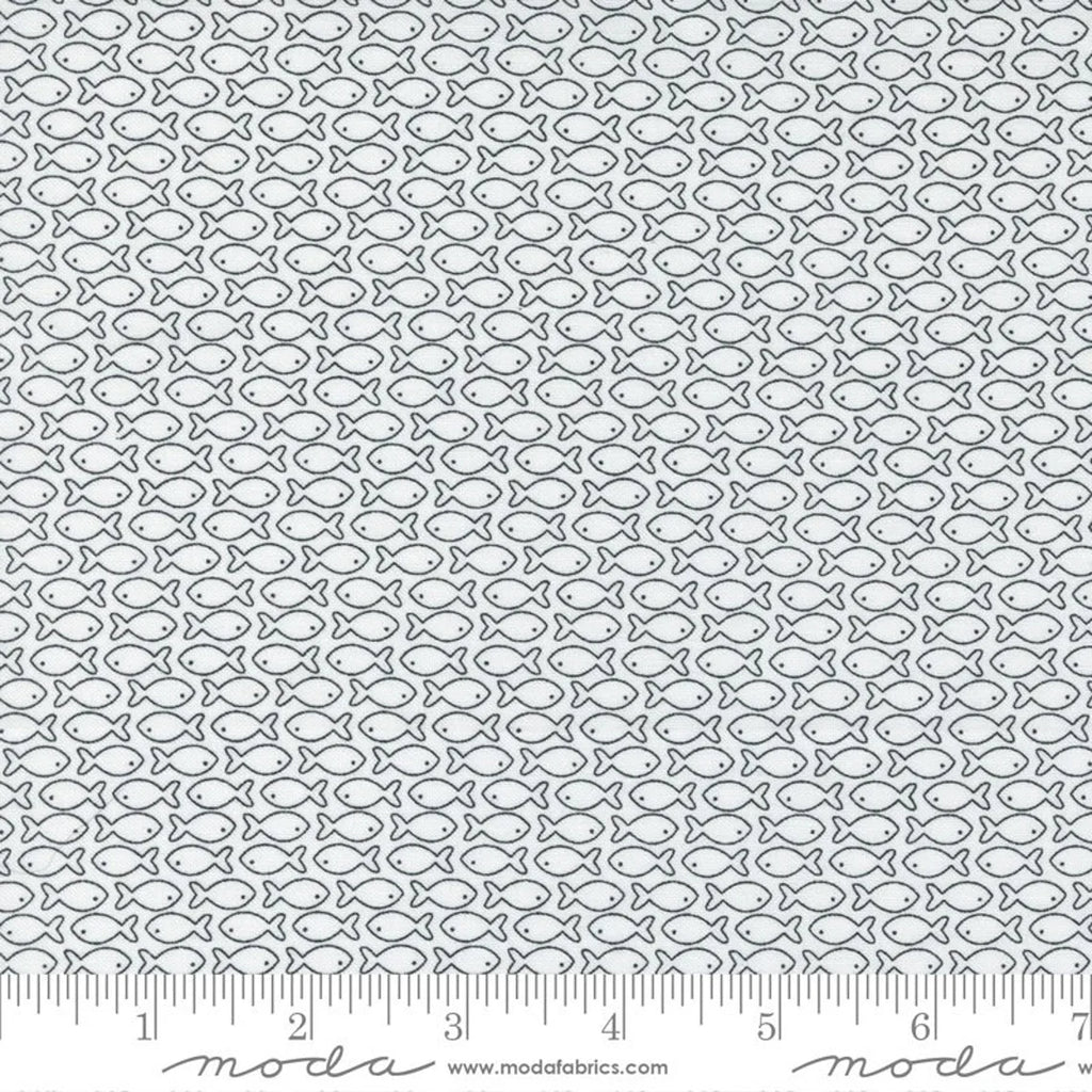 White Timber Go Fish 44" fabric by Moda,  55553 21