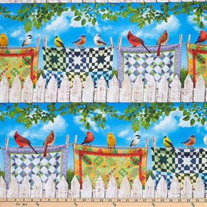 Birdas on Quilts 11" stripe 44" fabric by Timeless Treasures, Bird - CD7702