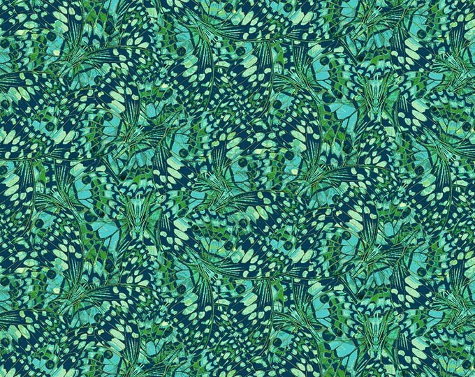 Wing Toss w/ Metallic Gold - Green/Multi by Northcott, 24454M-74, Luminosity